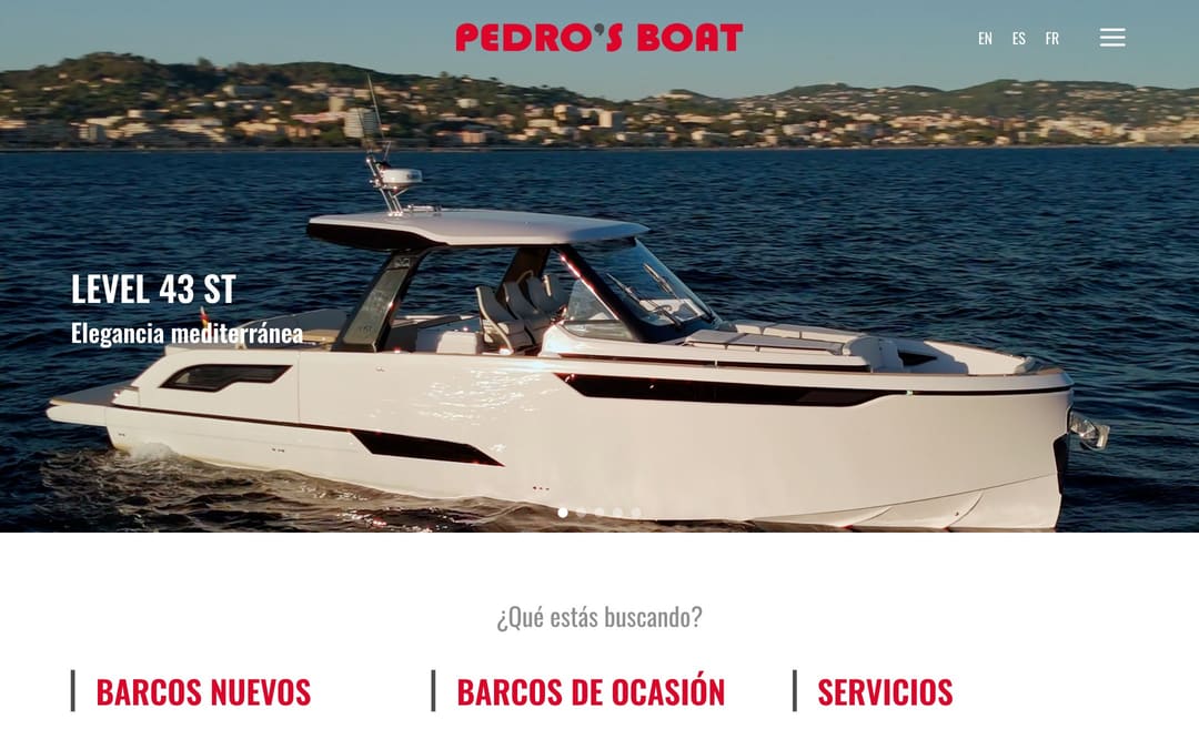 Página de inicio de la web de Pedro's Boat.